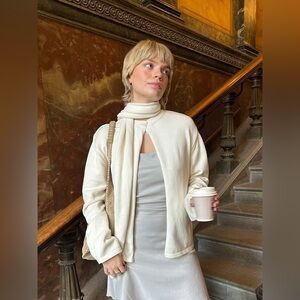 Djerf Avenue Button Up Cardigan Cream